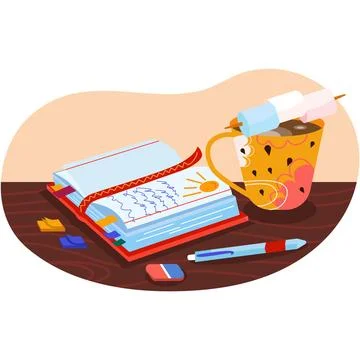 Table with marshmallow candy on coffee cup vector 库存插图