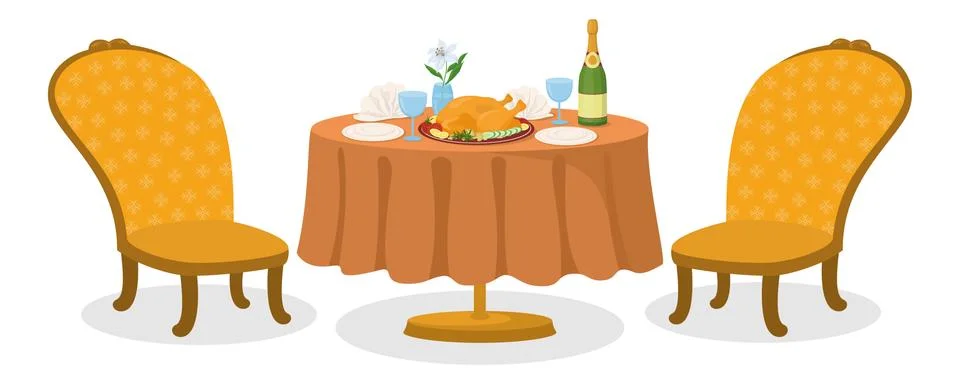 Table with meal, isolated Stock Illustration