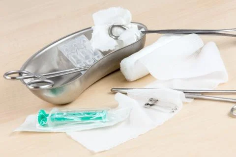 A table with medical instruments Stock Photos