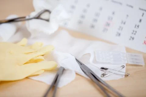 A table with medical instruments Stock Photos