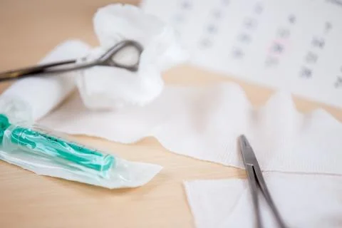 A table with medical instruments Stock Photos