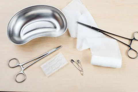 A table with medical instruments Stock Photos