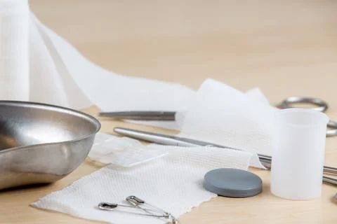 A table with medical instruments Stock Photos