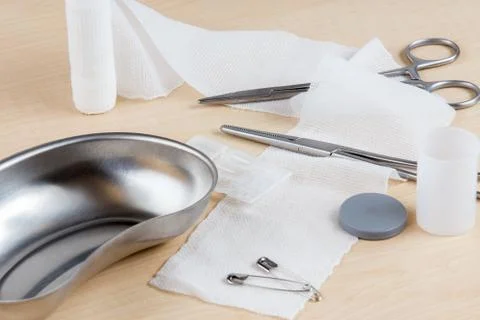 A table with medical instruments Stock Photos