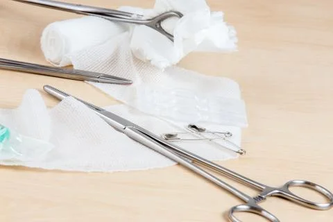 A table with medical instruments Stock Photos
