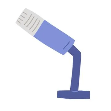 Table microphone icon, hand drawn vector doodle, colored illustration Stock Illustration