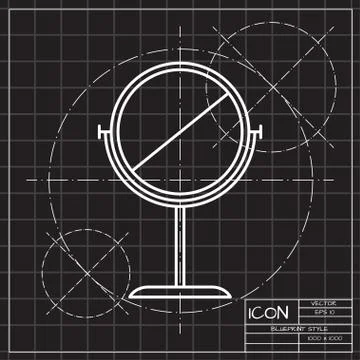 Table mirror icon. Blueprint style. Vector illustration Illustrazione stock