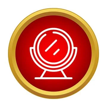 Table mirror icon in red and gold circle button Stock Illustration