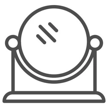 Table mirror line icon. Makeup mirror vector illustration isolated on white Illustrazione stock