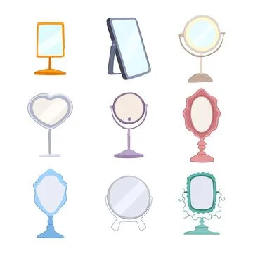 Table mirror set cartoon vector illustration Stock Illustration