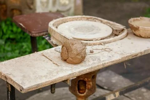 Table for modeling dishes from clay 스톡 사진