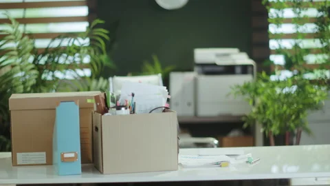 Table in modern green office Stock Footage 265088573