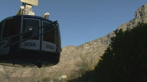 Table Mountain Aerial CableWay up 05 Stock Footage 493502