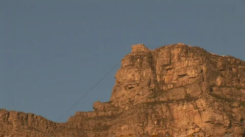 Table Mountain Aerial CableWay up 09 Stock Footage 493584