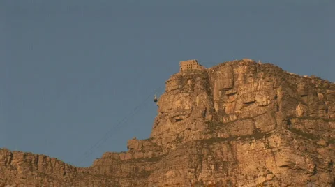 Table Mountain Aerial CableWay down 01 Stock Footage 493577