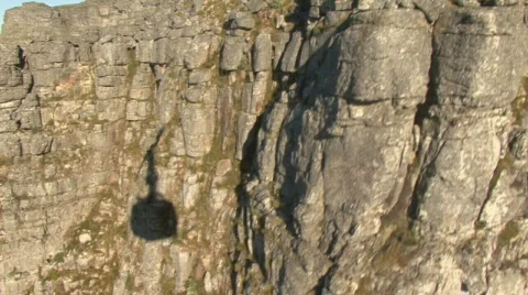 Table Mountain Aerial CableWay shadow Stock Footage 489519