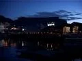 Table Mountain and V&A Waterfront Neon Lights at Night, Cape Town SD Footage