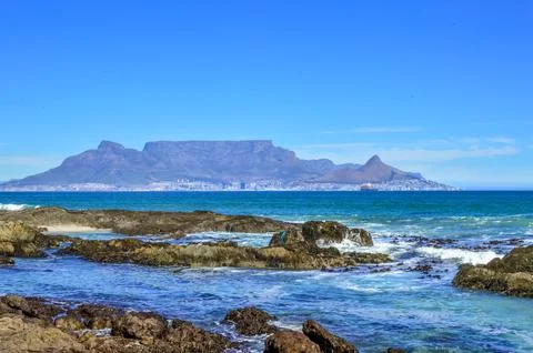 Table mountain beach , view from Blouberg cape town Stock Photos