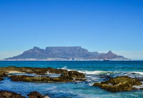 Table mountain beach , view from Blouberg cape town Stock Photos