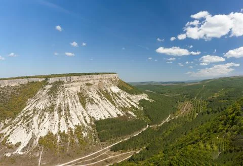Table mountain (Besh-Kosh), view from the North side of Chufut-Kale, Bakhchys Stock-Fotos
