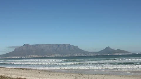 Table Mountain from Bloubergstrand on clear day Stock Footage 11274670
