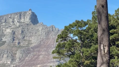 Table Mountain with the cable car block house on top of it clearly visible Stock Footage 345288796