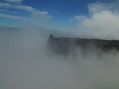 Table Mountain Cable Car Station Through the Clouds Aerial Shot Stock Footage 79166883