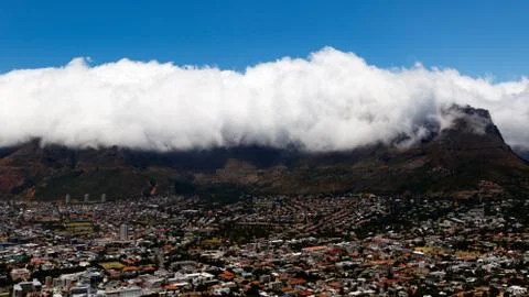 Table Mountain Covered in Cloud Stock Photos