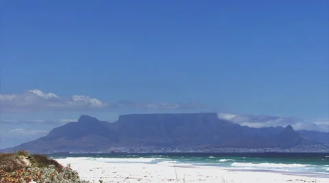 Table Mountain from Melkbosstrand v02 Stock Footage