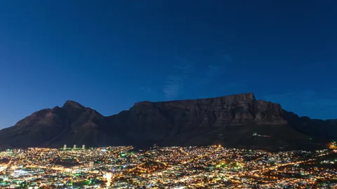Table Mountain Night Time-lapse Stock Footage 281065649