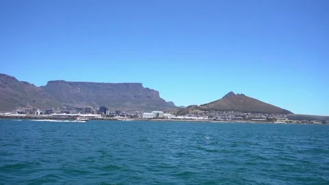 Table Mountain from the ocean Stock Footage 229389147