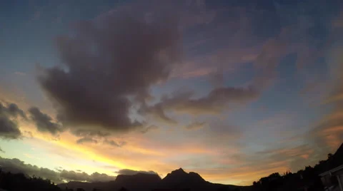 Table Mountain Orange and Purple Sunset Timelapse Stock Footage 65177888
