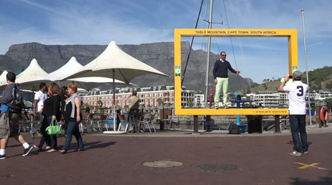 Table Mountain photo frame, Cape Town Stock Footage 39301553