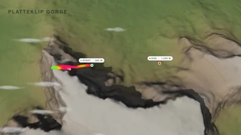 Table mountain platteklip gorge 3d terrain route map seamless loop Stock Footage 341853114