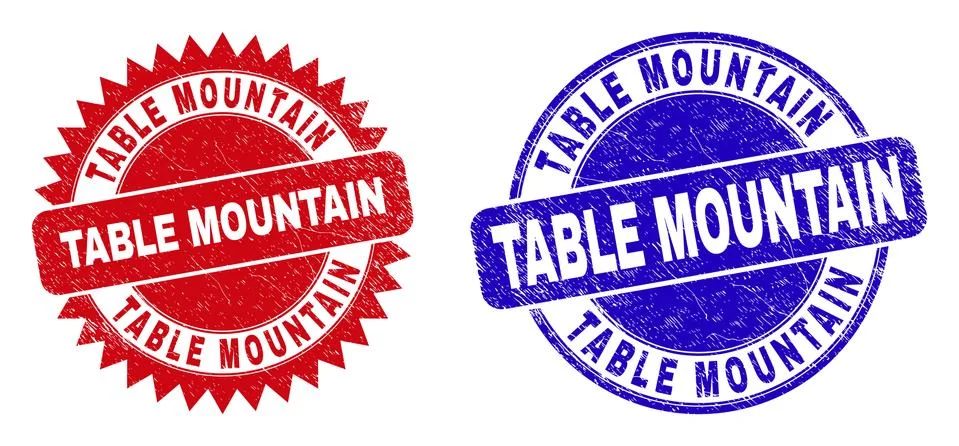 TABLE MOUNTAIN Round and Rosette Stamps with Corroded Surface Illustrazione stock