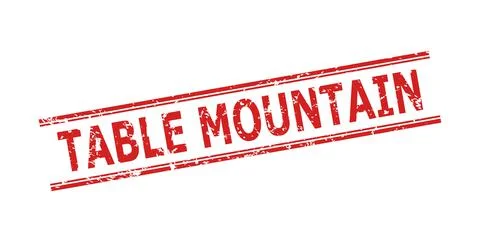 TABLE MOUNTAIN Stamp Seal with Rubber Texture and Double Parallel Lines Stock Illustration