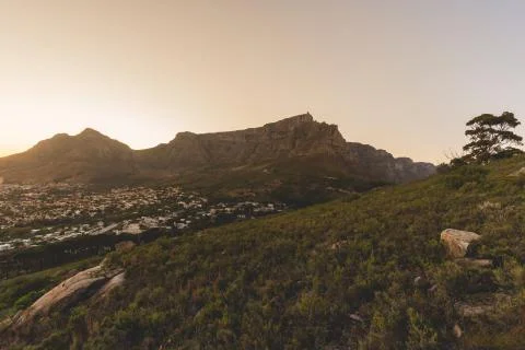 Table Mountain at sunrise Stock Photos