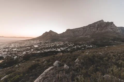 Table Mountain at sunrise Stock Photos