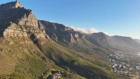 Table Mountain Sunset at Cape Town with Rolling Clouds, South Africa Stock Footage 310572723
