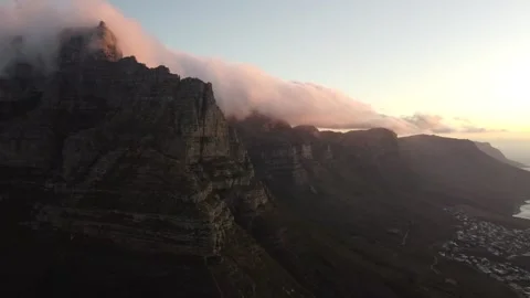 Table mountain sunset Stock Footage 248853070