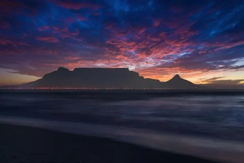 Table Mountain at sunset Stock Photos