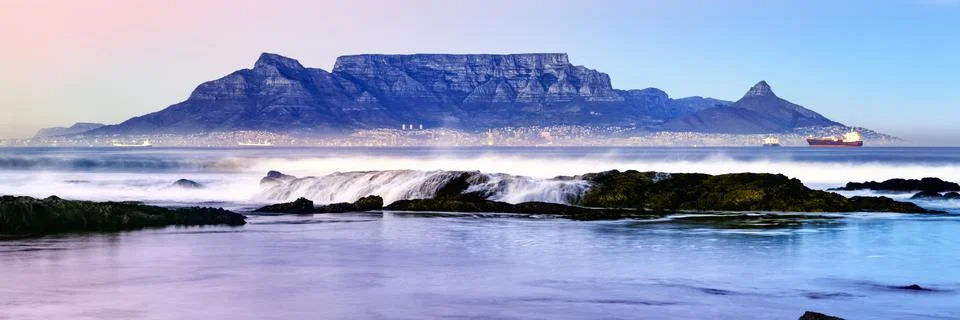 Table Mountain twilight panoramic Stock Photos
