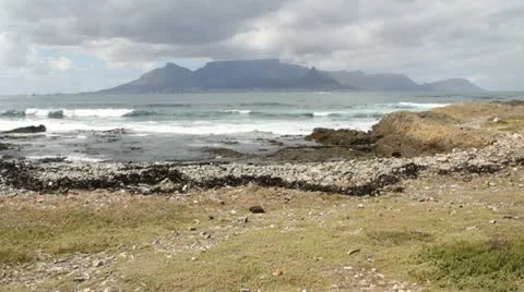 Table Mountain with Waves Stock Footage 11147967