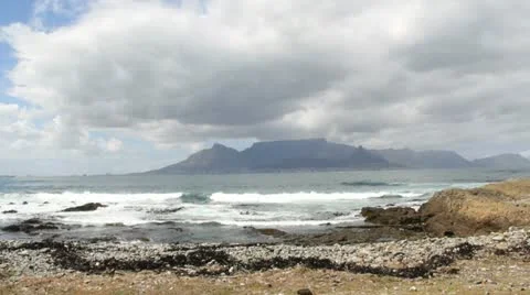 Table Mountain with Waves Stock Footage 11147978