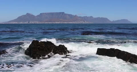 Table mountian Robben Island 3 Stock Footage 142490859