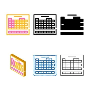 Table multistyle of chemical elements color icon vector Stock Illustration