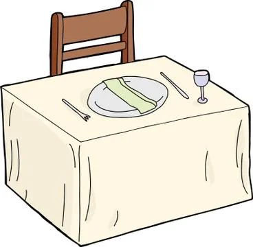 Table with napkin in plate Stock Illustration