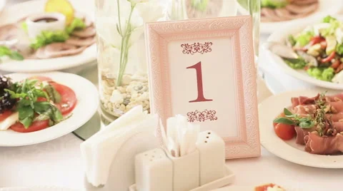 Table number at wedding Stock Footage 66062341