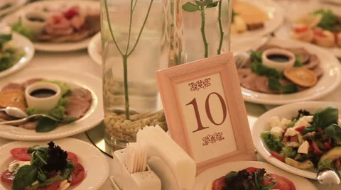 Table number at wedding Stock Footage 66062510