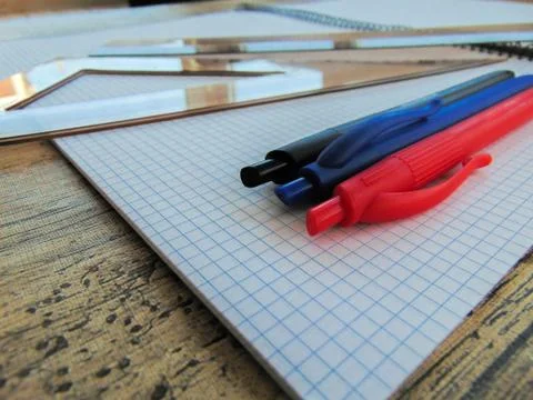 Table with objects. Stock Photos